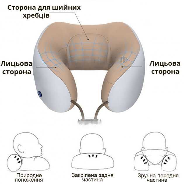 Масажна подушка на шию U-Shaped, віброподушка для масажу шиї