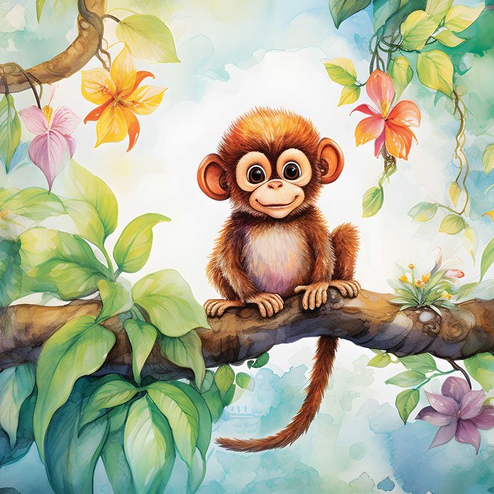 Fototapeta Dla Dzieci Małpka Zwierzaki Uśmiech 3D Twój Rozmiar + KLEJ