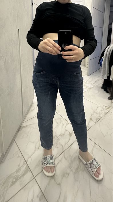 Джинсы для беременных синие М-L