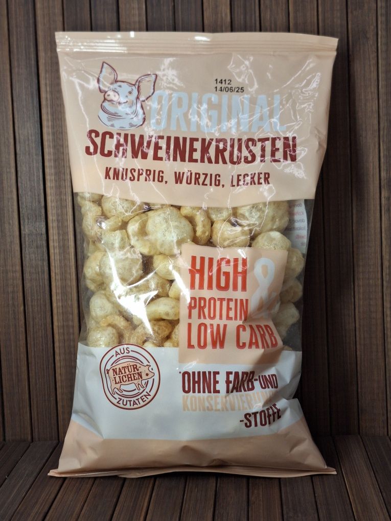 Chrupki, chipsy ze skóry wieprzowej. Low carb. Keto.