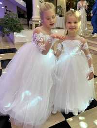 Праздничное / нарядное белое платье на рост 132 - 136 см на 5-7 лет