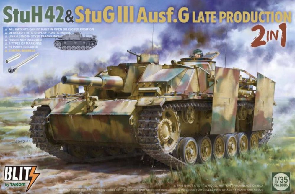 StuH 42 i StuG III Ausf. G Późna produkcja (2w1) 1:35 Takom 8006