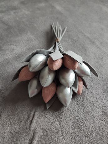 Tulipany Glamour srebrno różowe z materiału