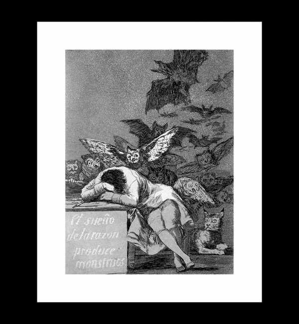 Czarno-biały Plakat, Francisco Goya, Gdy Rozum Śpi