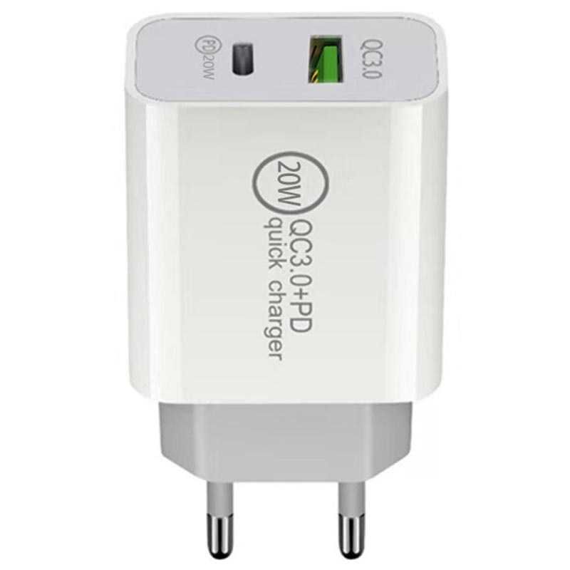 Ładowarka Sieciowa 20W PD QC 3.0 USB C do iPhone Androida szybkie ład.