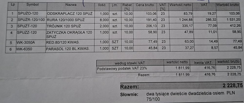 Wkład kominowy kwaso-żaroodporny