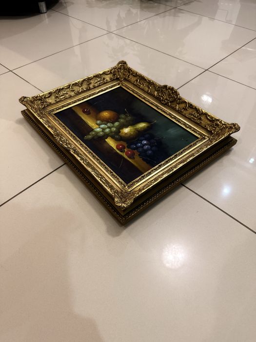 Szwajcaria Obraz olejny na płótnie antyczny ANTYK Martwa Natura Owoce