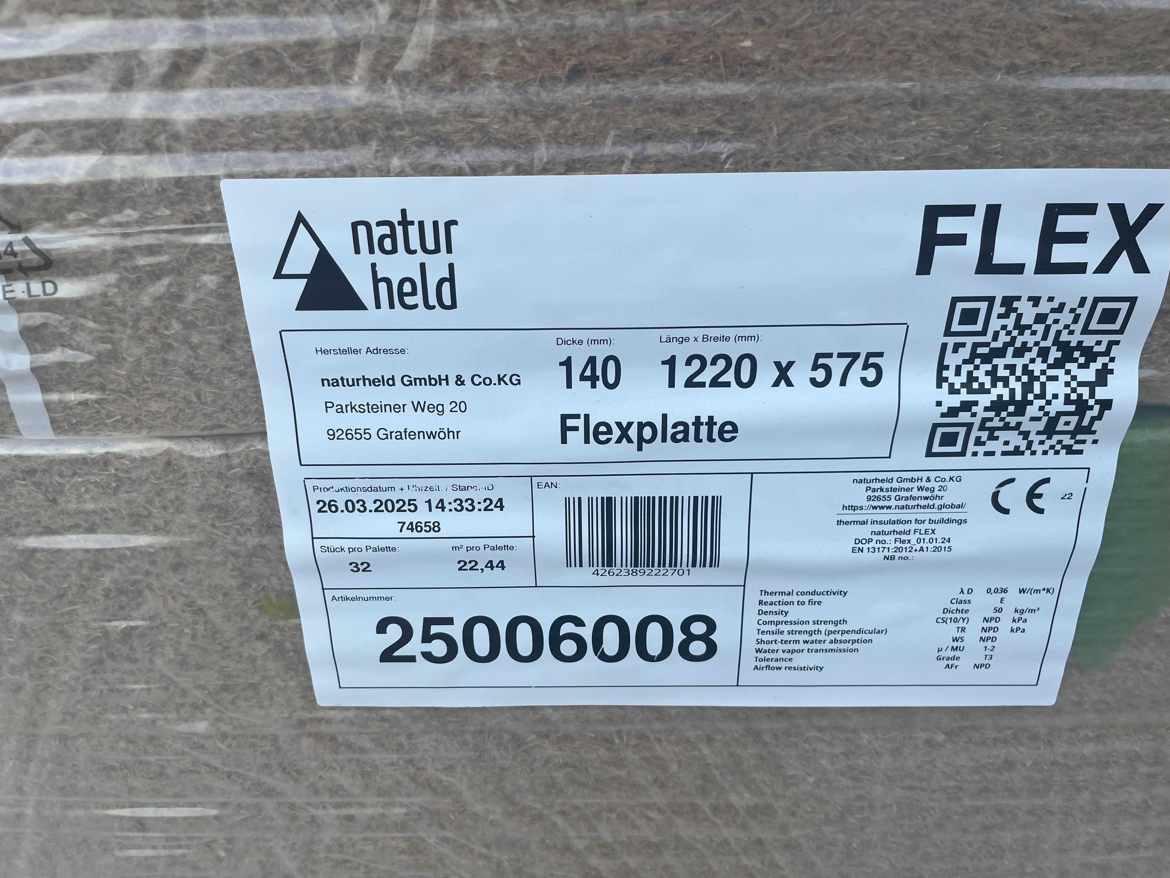 Wełna drzewna Naturheld Flex 140mm 1,22m x 0,575m 036 izolacyjna