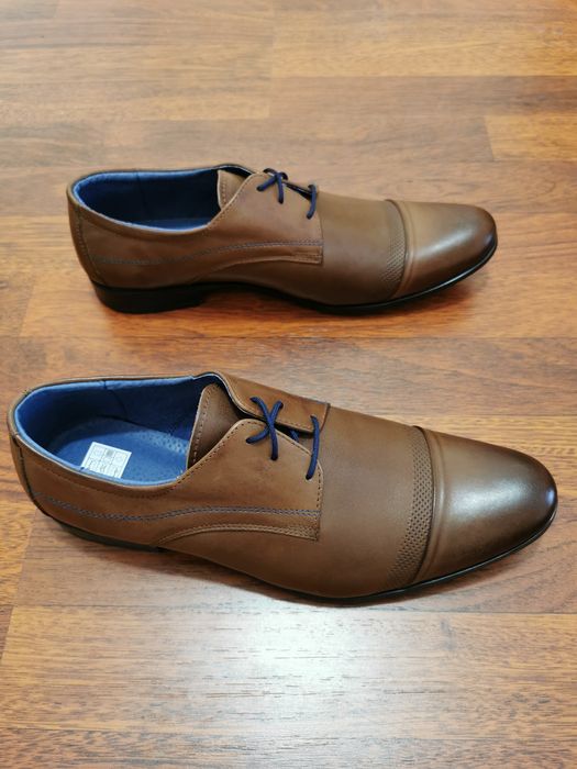 Eleganckie Skórzane Wizytowe Półbuty Męskie