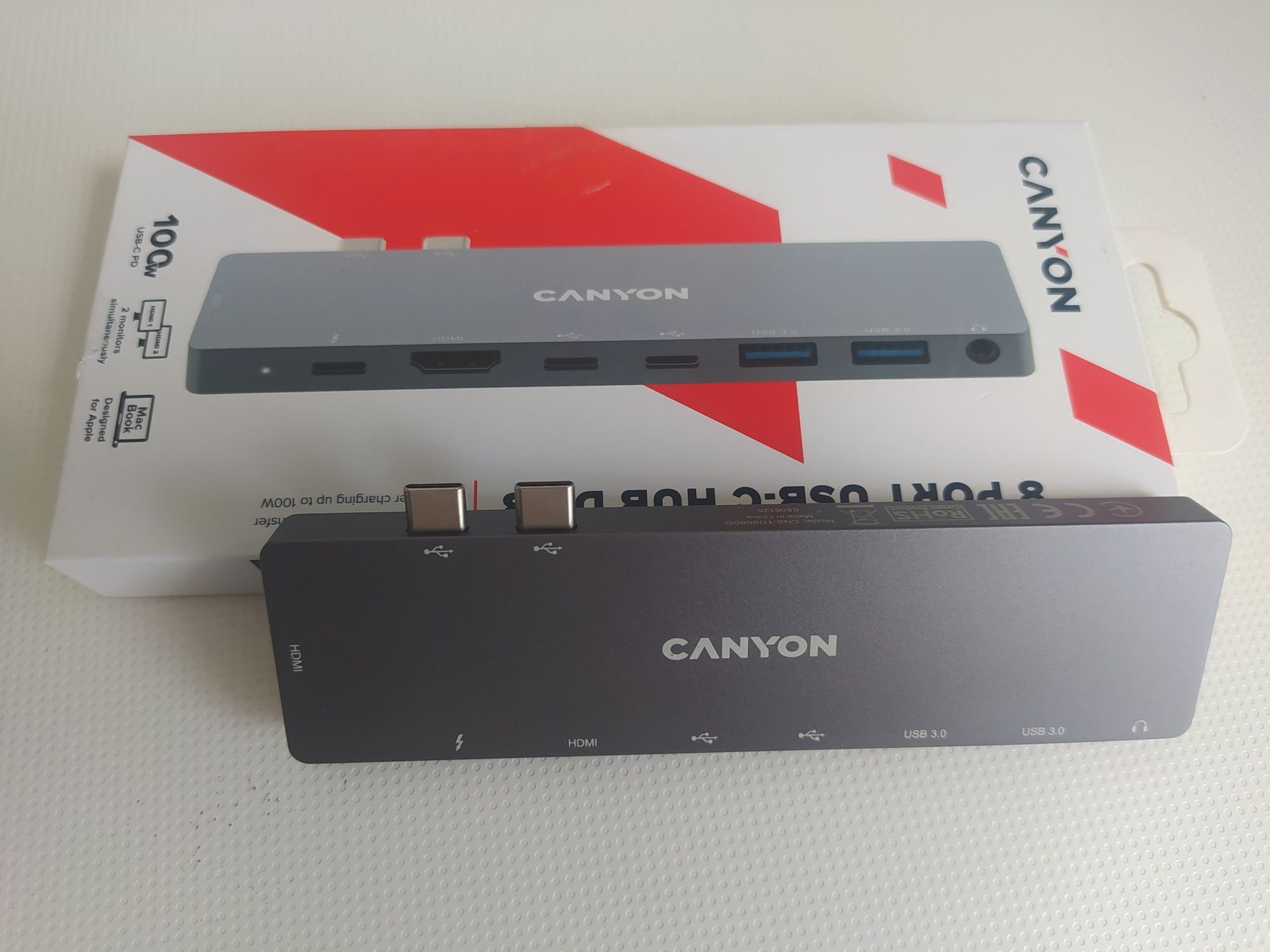 Мультипортова док-станція Canyon 8-в-1 USB Type C (MacBook Pro / Air)