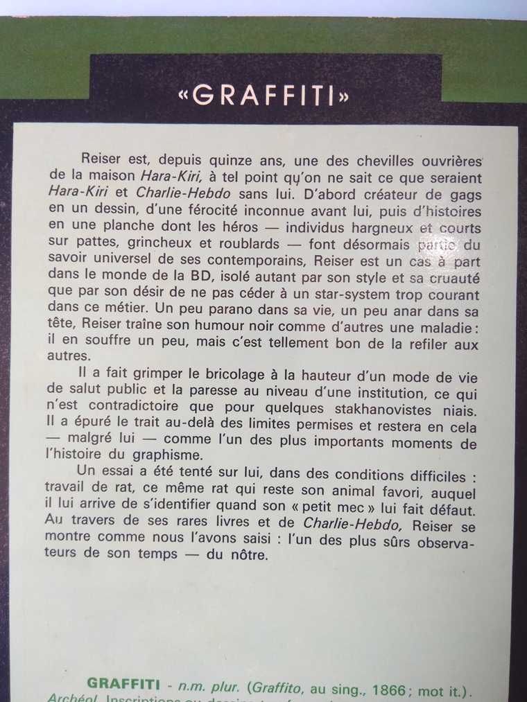 REISER par Yves FREMION - Collection "Graffiti" Ed. Albin Michel