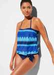 B.P.C tankini oversize niebieski ze wzorami i granatowe figi ^40