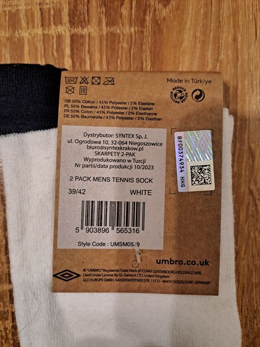 2 pack Mens Tennis Sock Umbro 39-42