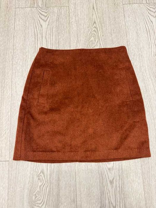 Ruda brązowa spódniczka mini M dzianinowa