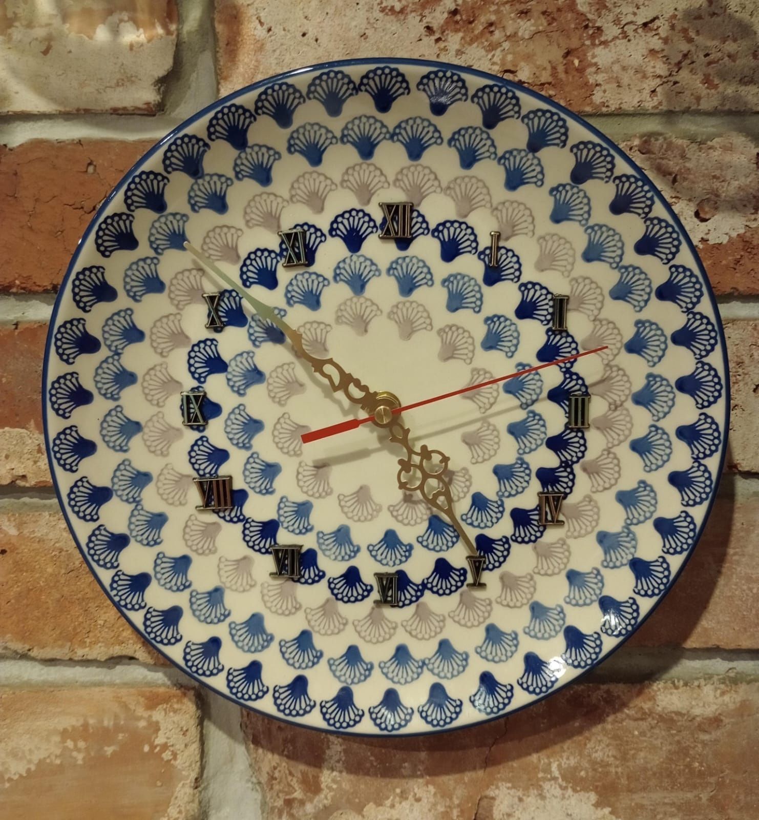 Zegar ścienny 25 cm ceramika Bolesławiec
