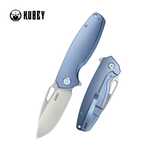 Nóż składany Kubey Tityus Blue Titanium, Bead Blasted 14C28N (KB360D)