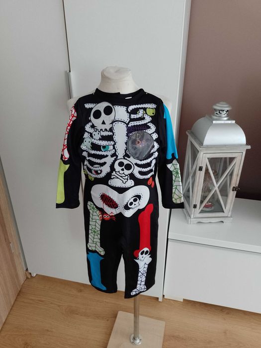 NOWY strój karnawałowy KOŚCIOTRUPA SZKIELETORA przebranie 80/92 (36)