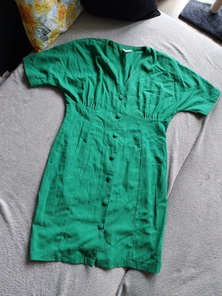 Sukienka vintage zielona 40 L wiskoza