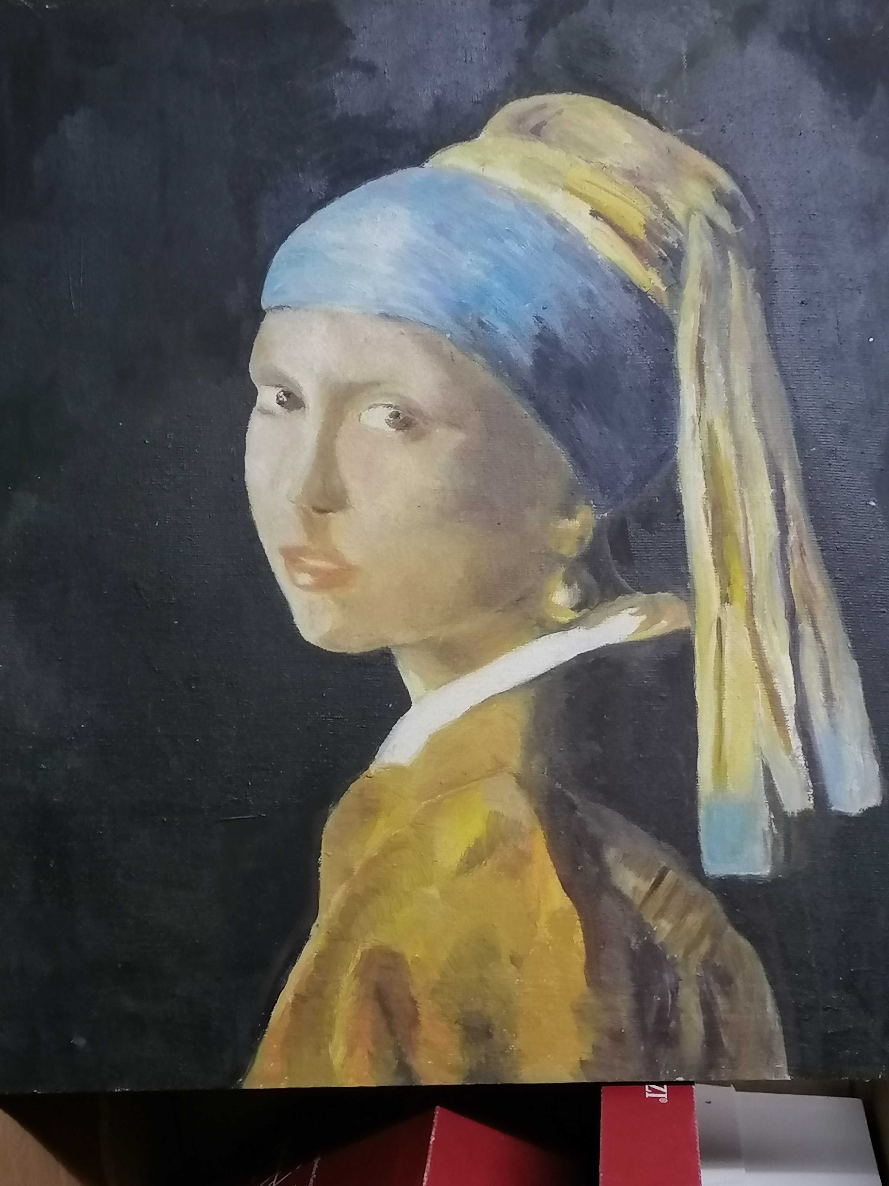 Obraz na płótnie "Dziewczyna z perłą" J. Vermeer - Reprodukcja