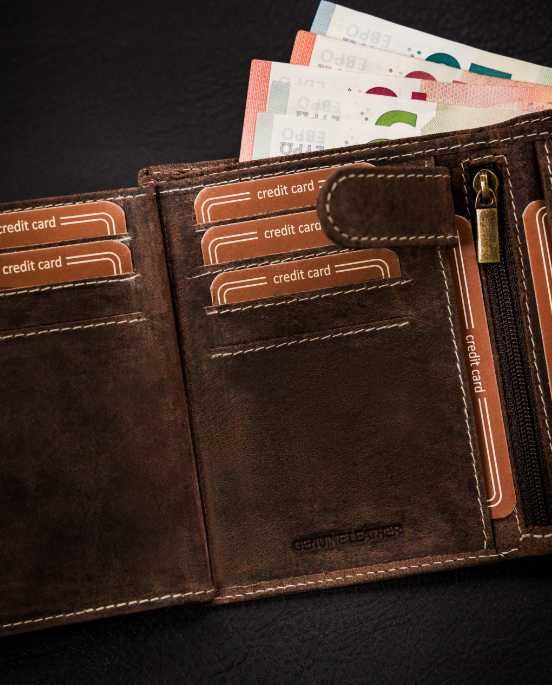Buffalo Wild portfel skóra nubuk brązowy MR-04L-BAW-BL BROWN ttst790