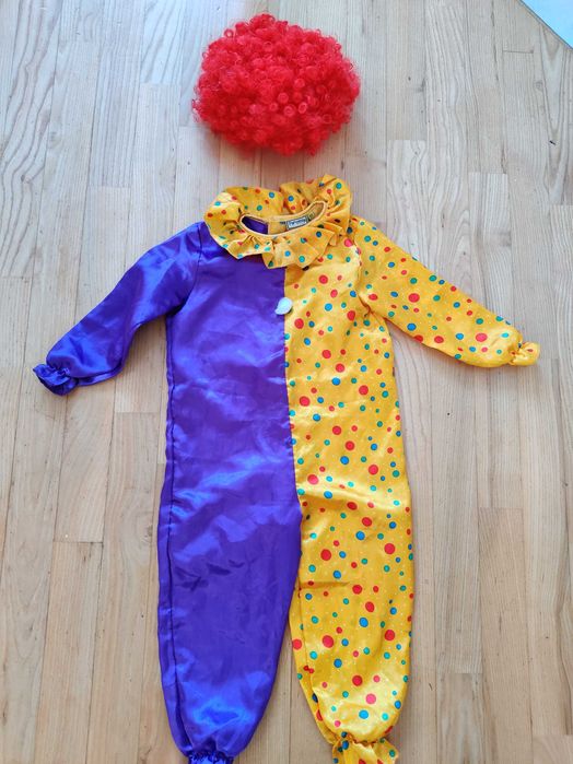 Strój karnawałowy/PAJAC/Pierot/3-4/98-104/Przebranie/Błazen/Bal/komik