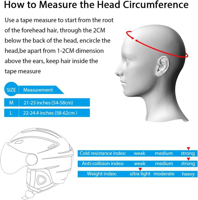Kask narciarski, snowboardowy z wizjerem i nausznikami rozmia L czarny