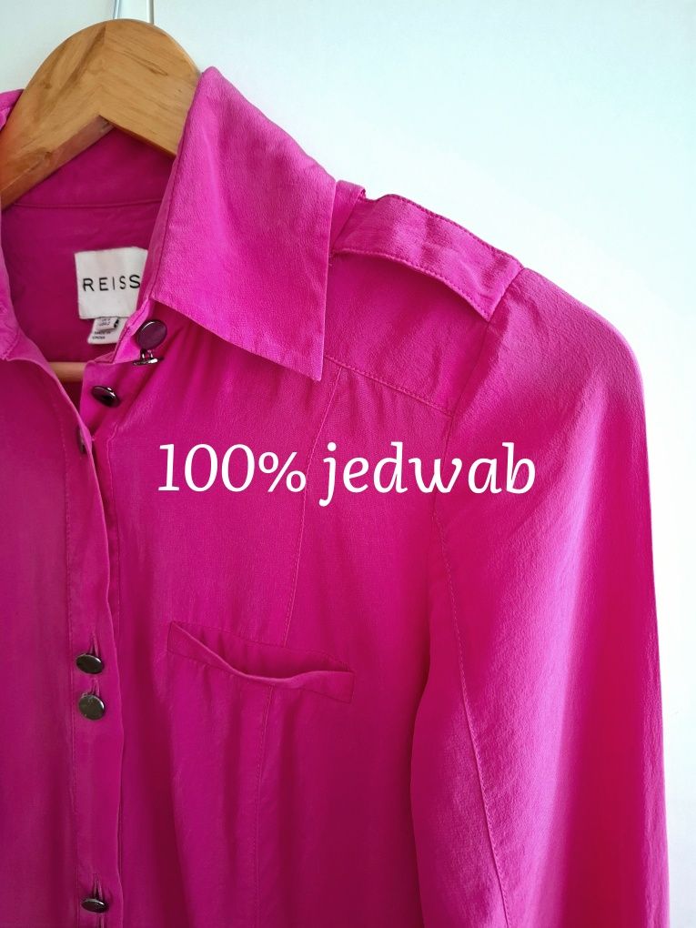 Różowa jedwabna koszula 100% jedwab magenta