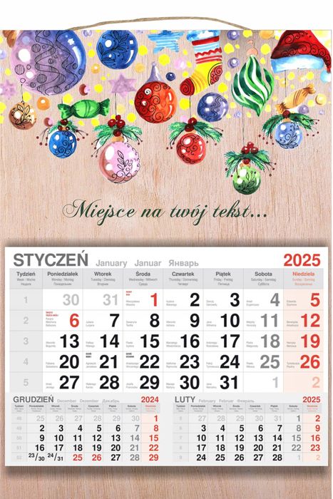 kalendarz 2025 jednodzielny drewniany prezent mikołajki święta twój