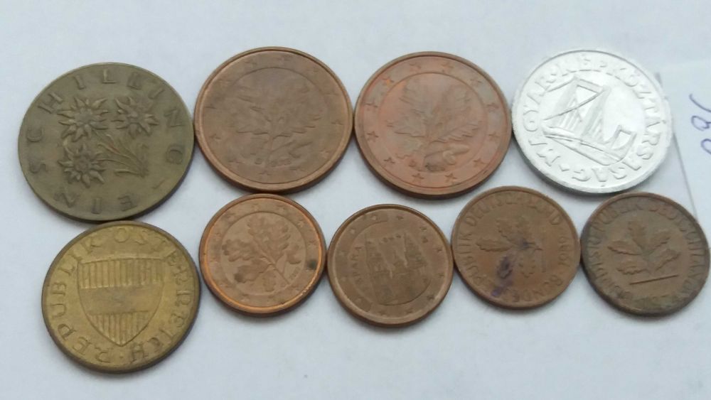 g M096,  zestaw różne stara moneta pfennig schilling cent starocie