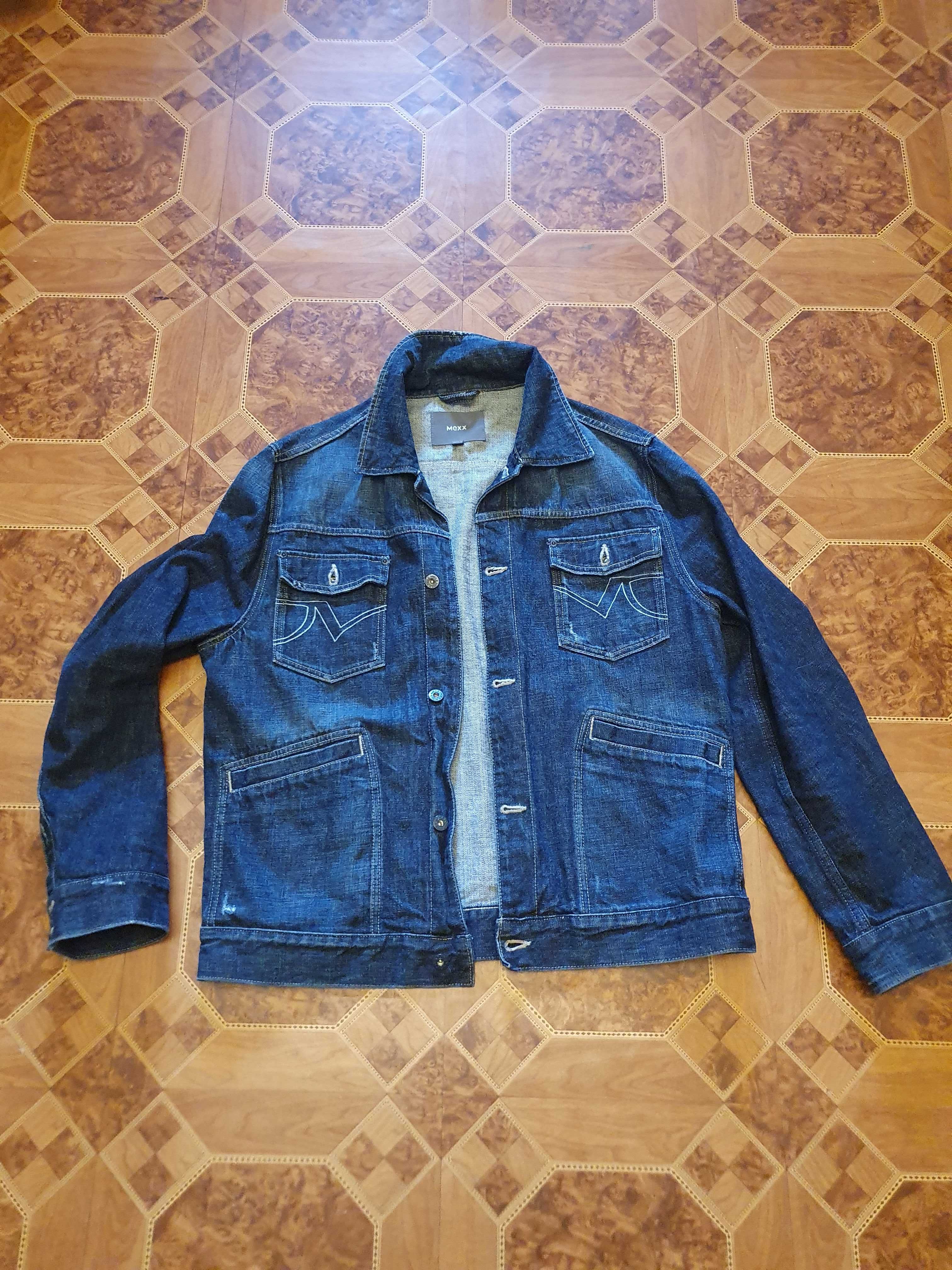 Джинсовая синяя куртка пиджак,джинсовый хлопок, размерXL