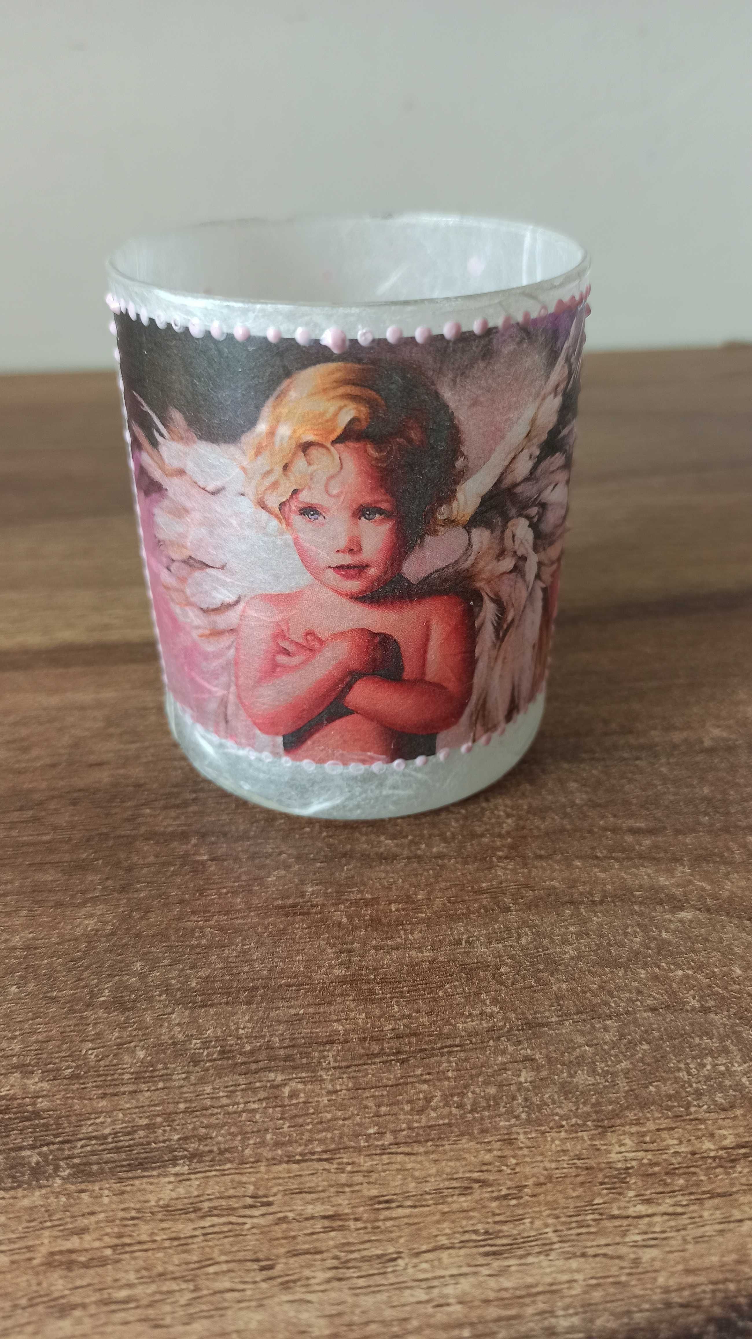 świecznik na tilajta rękodzieło decoupage aniołek SALE