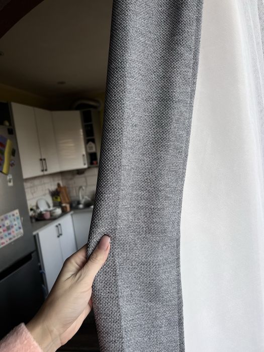 Комплект штори сірі графіт готові по 2.5 м дві