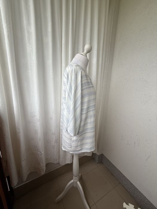 Bluzka oversize grecki wzór L XL biało niebieska | casual cool