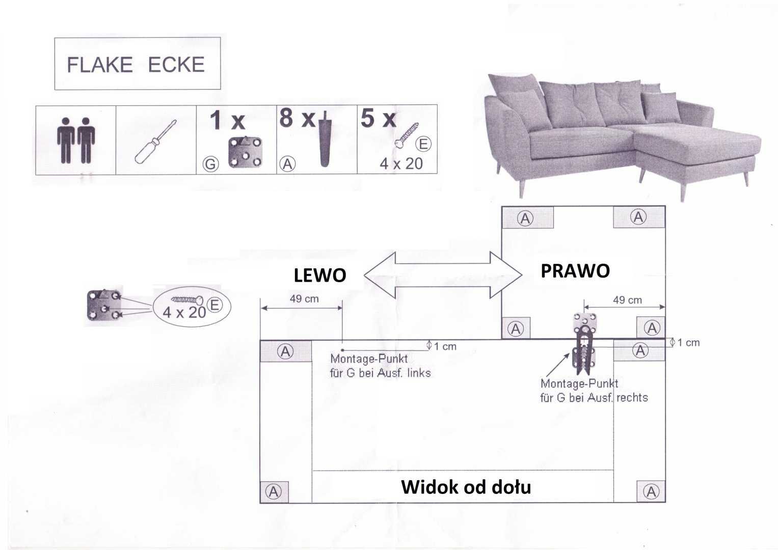 NAROŻNIK FLAKE Lewy + Prawy (obustronny) szary 210 cm BGM24.pl B 8326