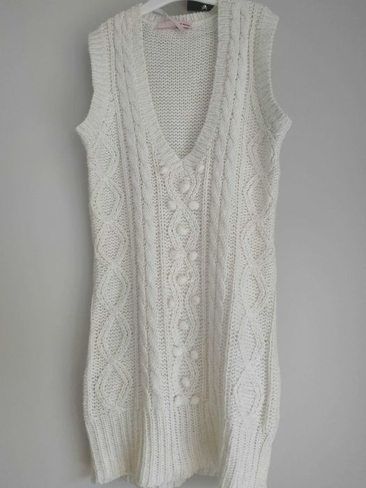 Piękny sweter tunika 34 XS Tally Weil srebrna nitka