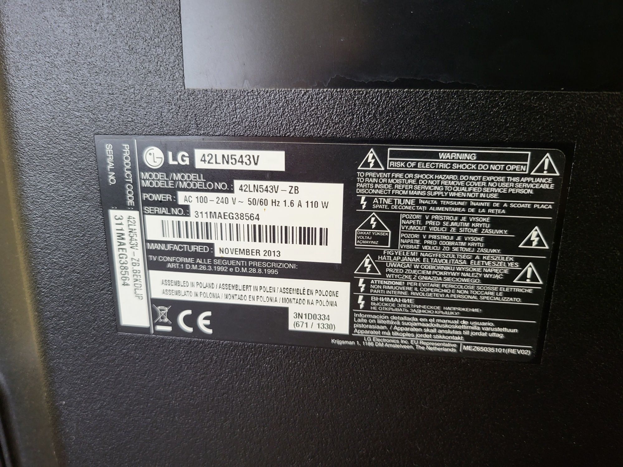 TV LCD 42 CALE LG Full Hd 42LN543V Okazja