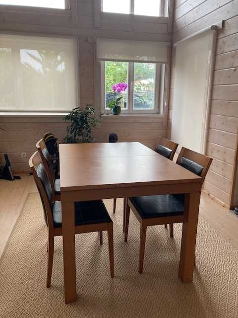 Conjunto de sala mesa extensível em madeira de cerejeira