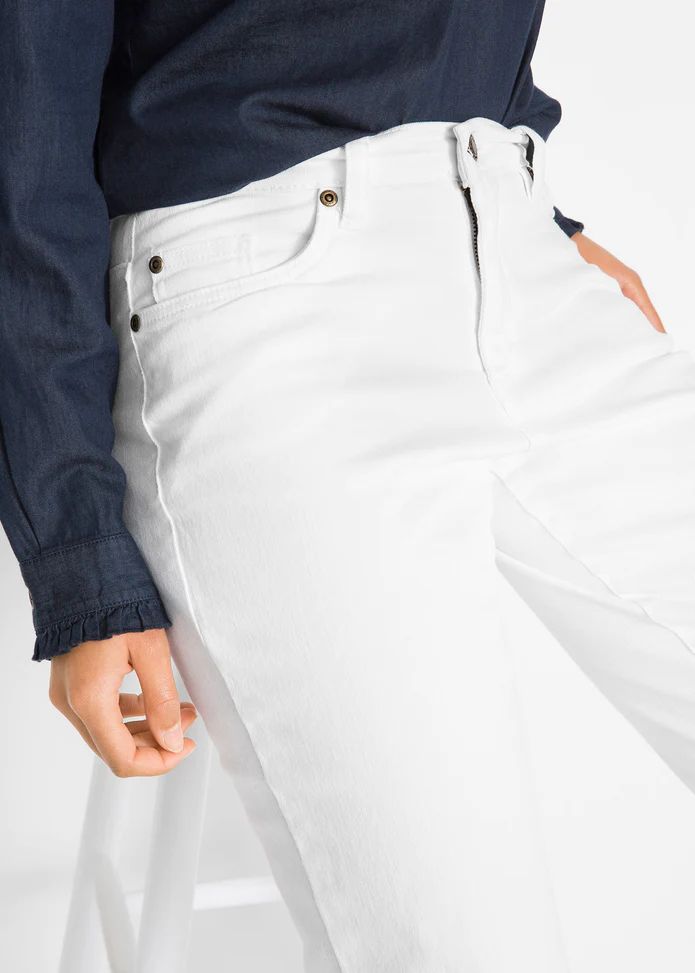 Bonprix spodnie elastyczna klasyczne białe jeansy kieszenie 54 VV
