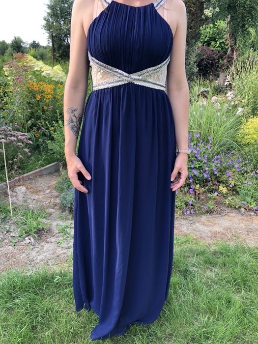 Sukienka suknia maxi Little Mistress 38 M granatowa wesele