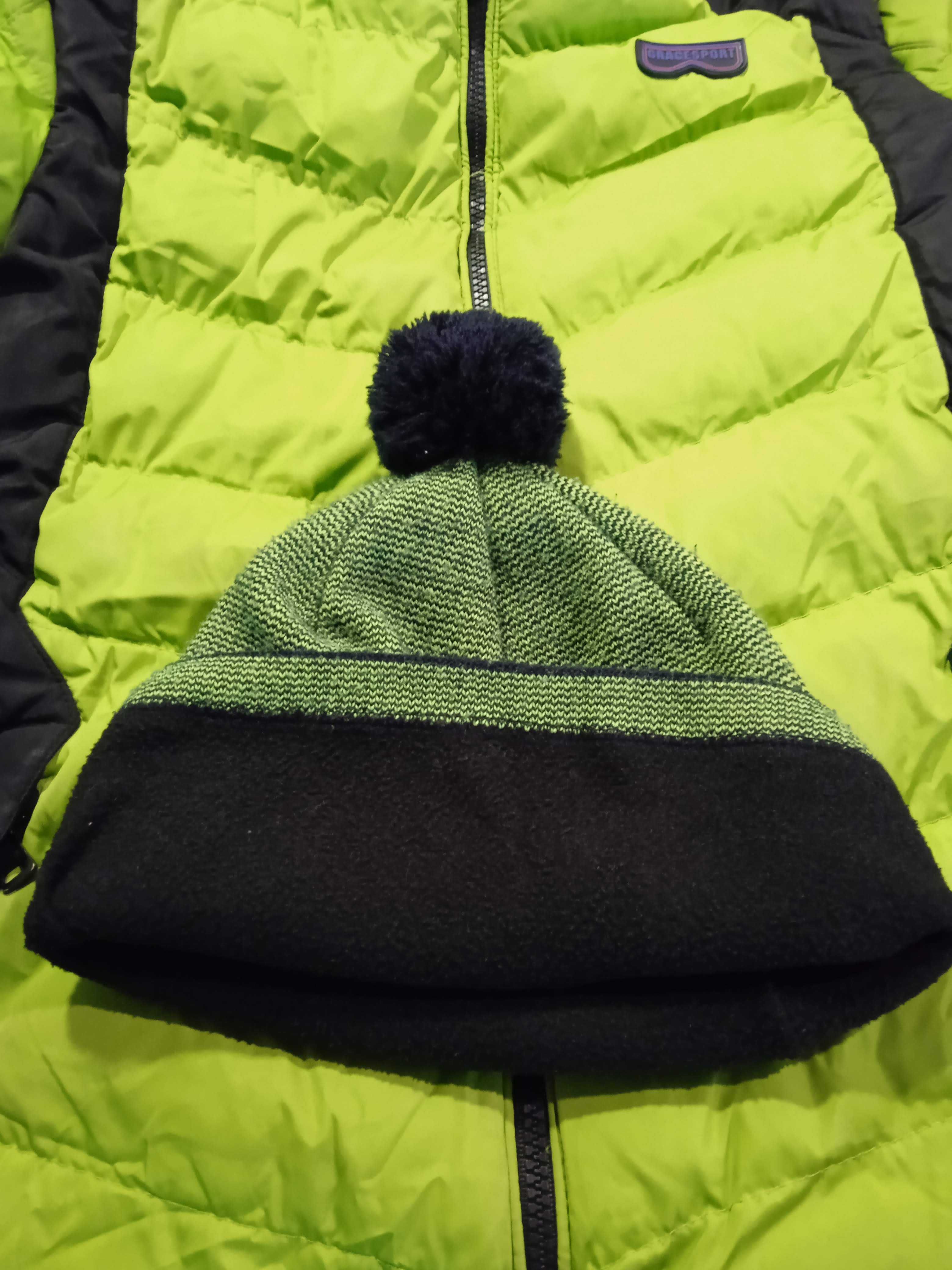 Подростковая зеленая куртка с шапкой той же коллекции. 1013, 1014ш