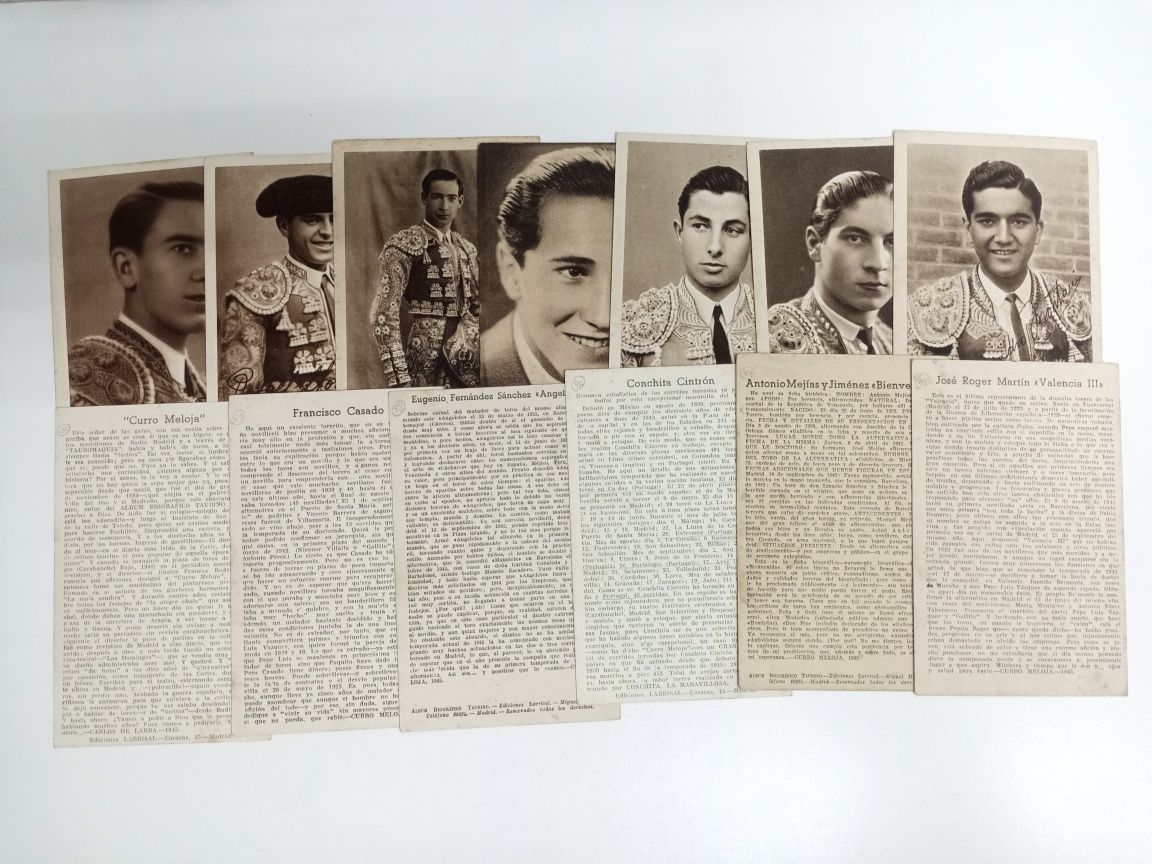 Tauromaquia coleção de 100 postais  de toureiros Espanhóis  de 1943