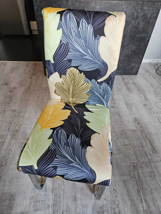 Pokrowce na krzesła elastyczne 4 sztuki kolorowe liście