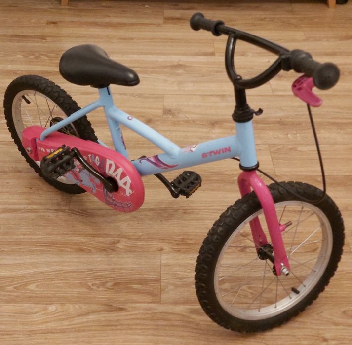 Rower dziecięcy BTwin niebiesko różowy 16"