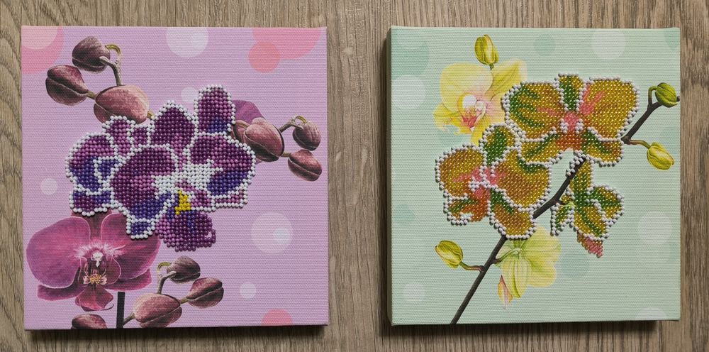 Вишиті картини бісером. Вишиті орхідеї. Вишиті квіти. Картины бисером