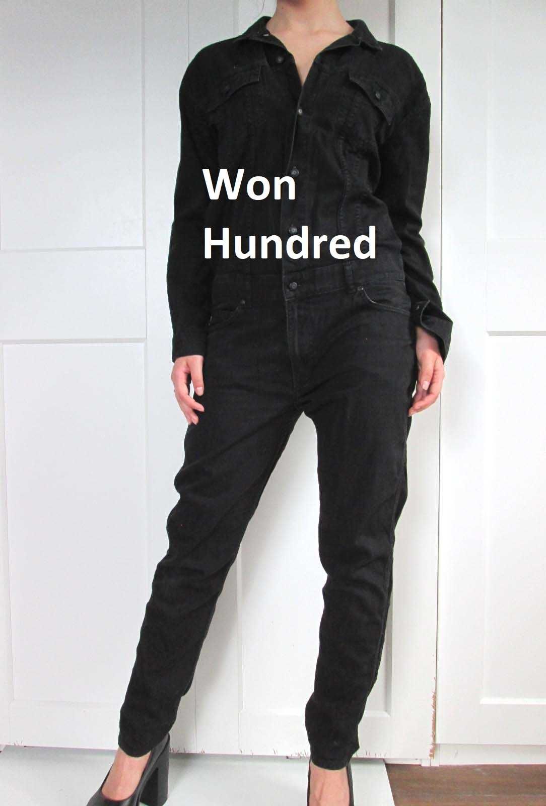 Won Hundred czarny dżinsowy kombinezon jeans S M 36 38
