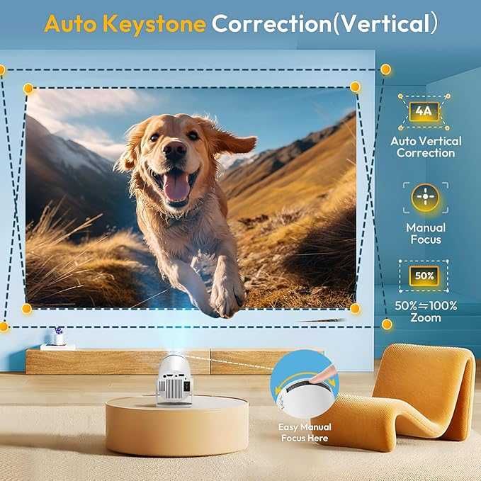 Mini projektor 4K 1080P XGODY Gimbal 3 WiFi 6, Bluetooth Android 11