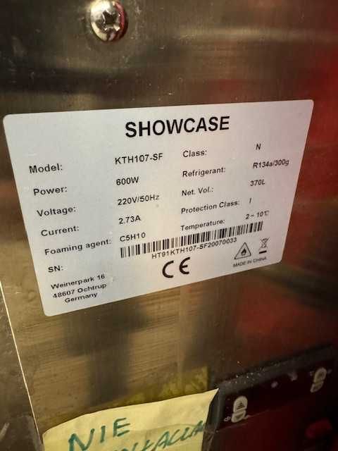 witryna cukiernicza chłodnicza prosta szyba nowoczesna 100 cm