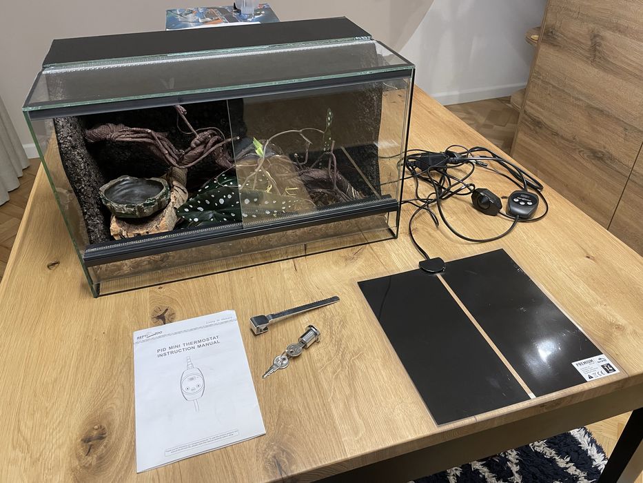 Gotowe terrarium z matą grzewczą i termostatem