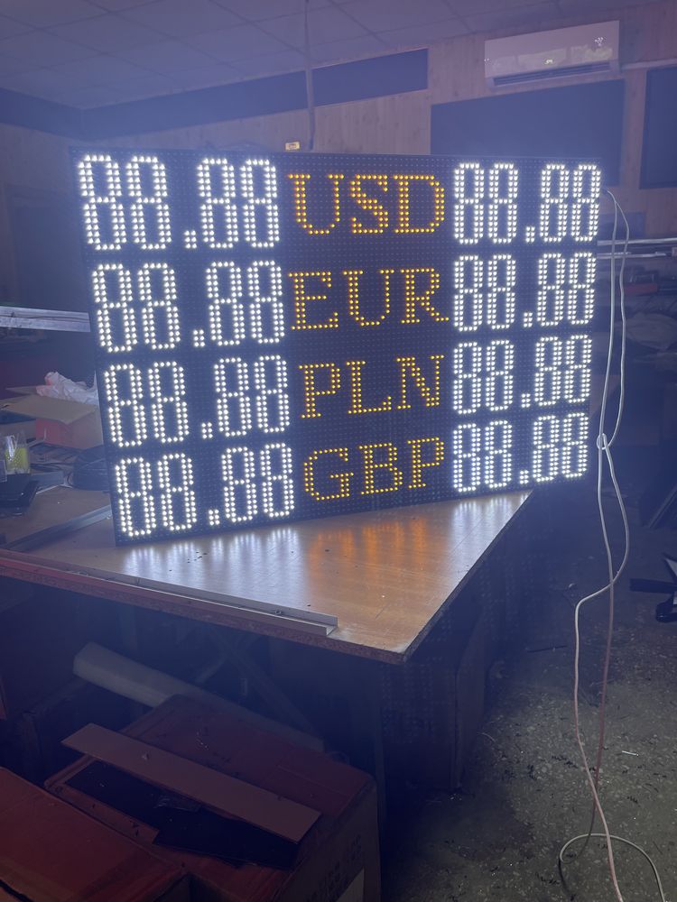 Led табло Обмен валют, Led вивіска, Led таймер, Обмін валют реклама