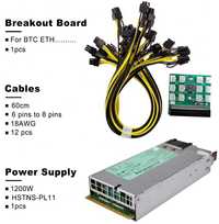 Fonte HP HSTNS-PL11 1200W + Placa Breakout + Cabos 12pcs 6pin-to-8pin